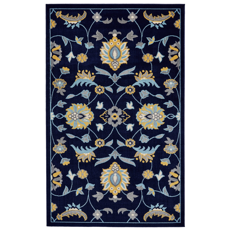 Winston Porter Knuth Aqua/Navy/Yellow Area Rug & Reviews Wayfair Canada